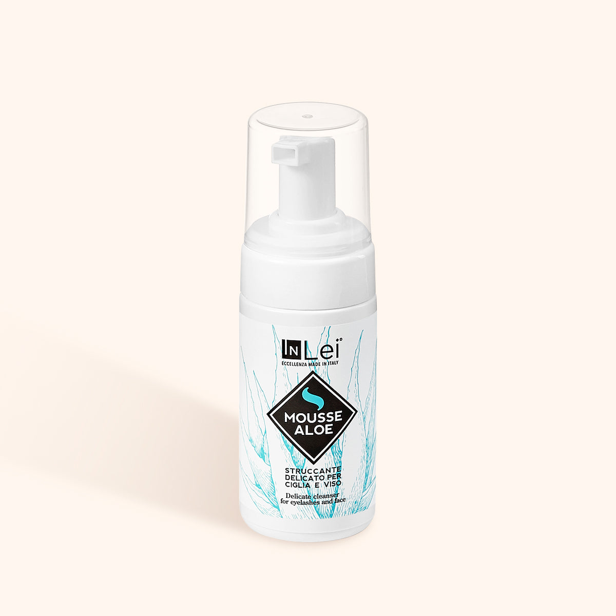 InLei Delicate Lash & Brow Shampoo - Aloe Vera foaming cleanser in a pump bottle for gentle makeup removal and hydration.