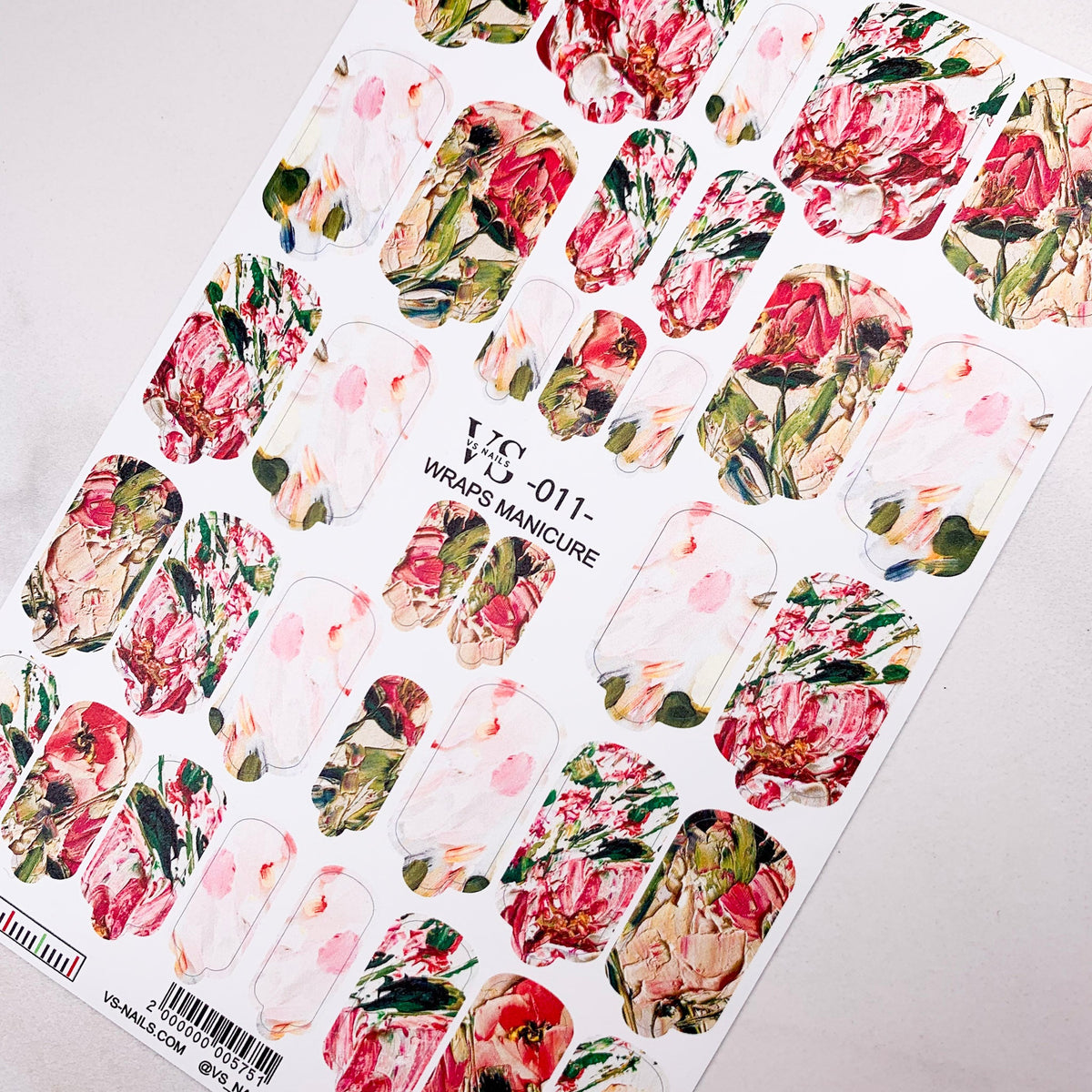 VS wraps manicure 11 nail film from the top UK nail brand Miss Dolla. Flower design manicure wraps