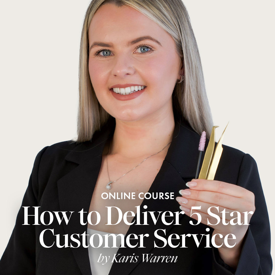 a picture of lash technician holding a pair of tweezers in her hand