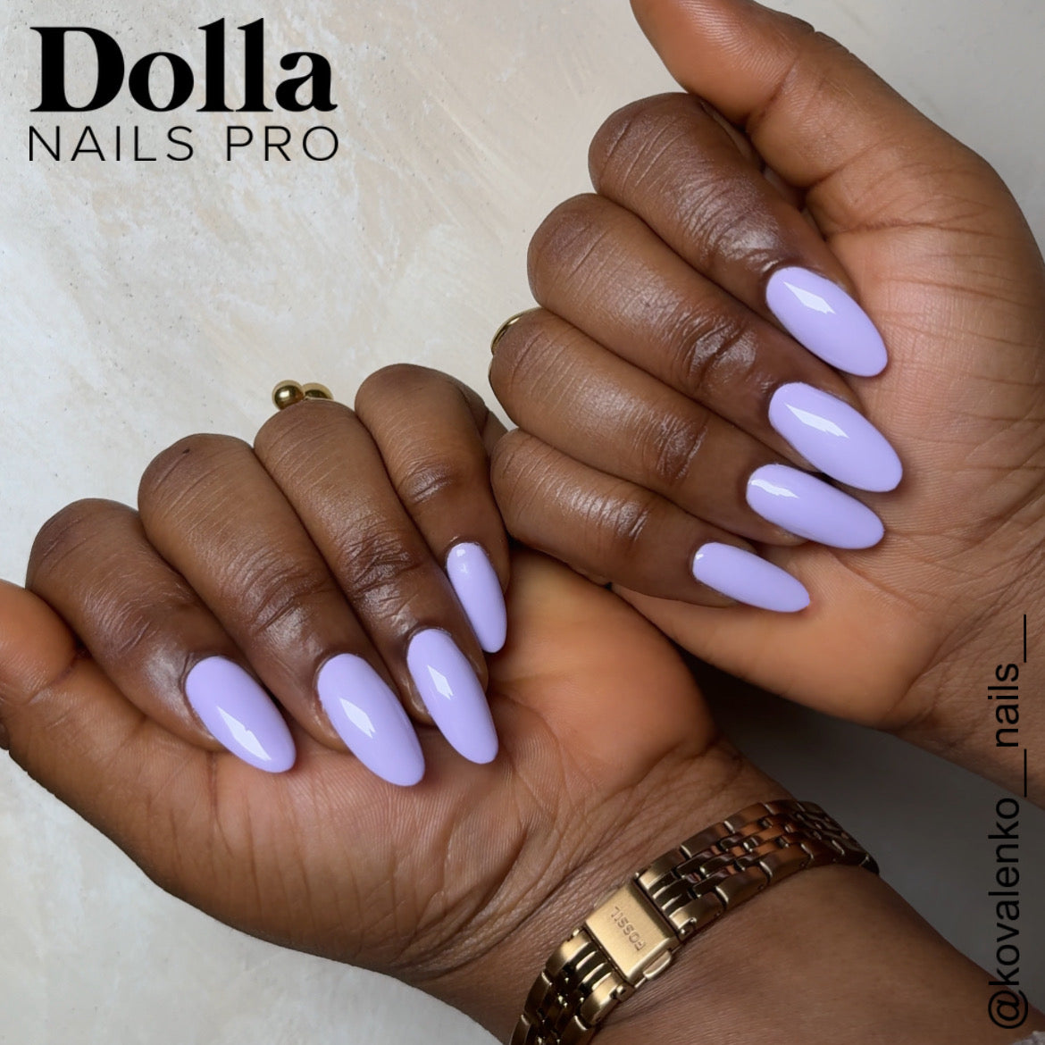 Nails painted with Dolla "Lilac Dreams / Pillow Talk" gel nail polish