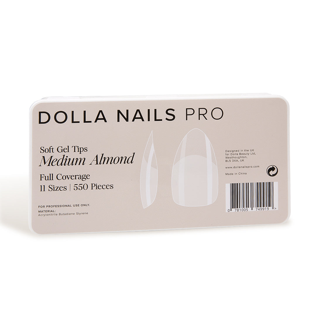 Full Cover Soft Gel Tips Medium Almond - 550pcs