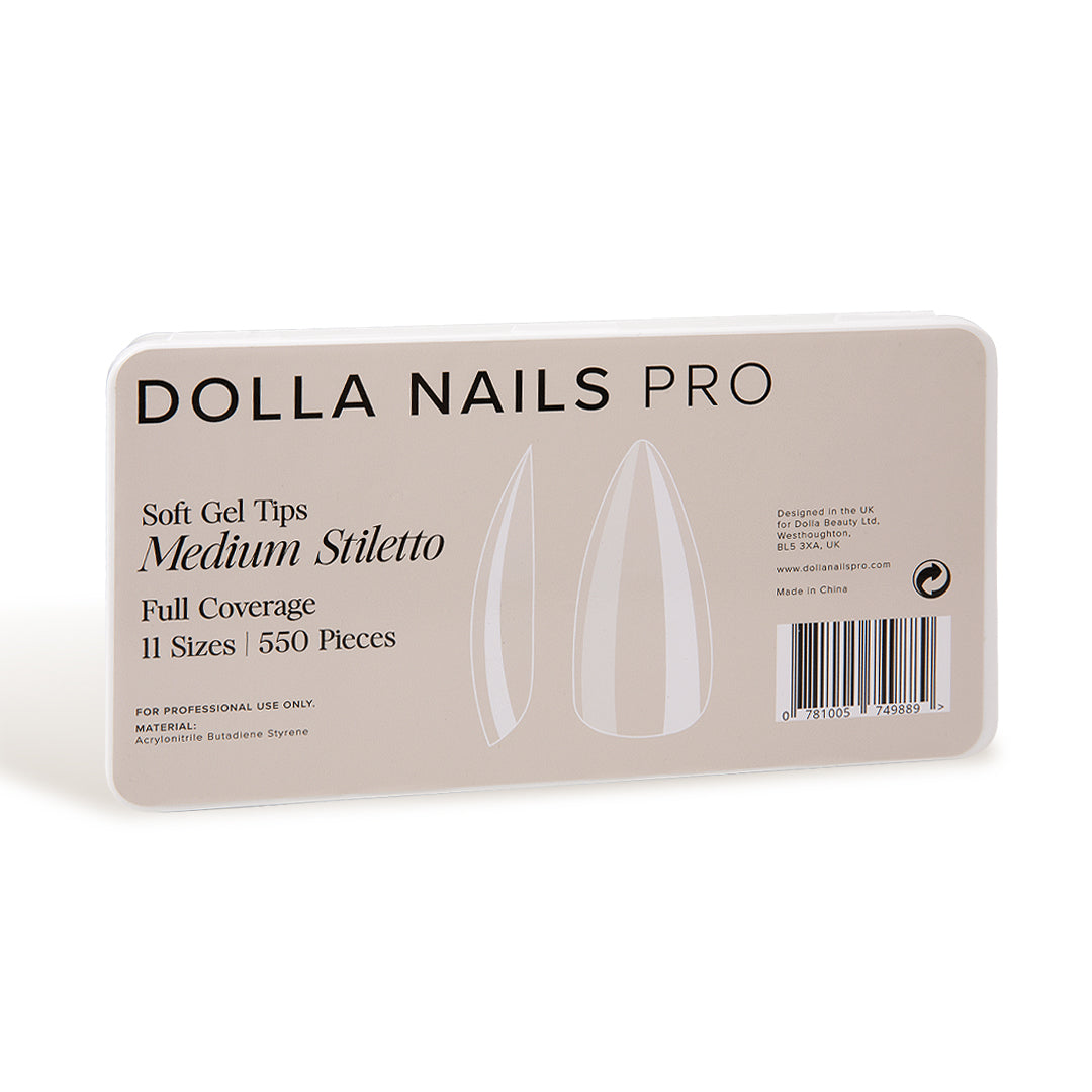 Full Cover Soft Gel Tips Medium Stiletto - 550pcs