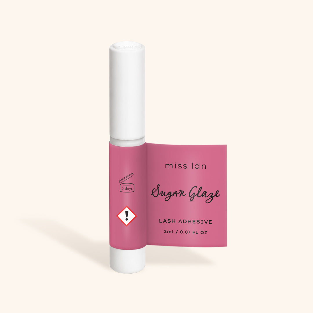 London Lash Sugar Glaze lash adhesive sample on a white background