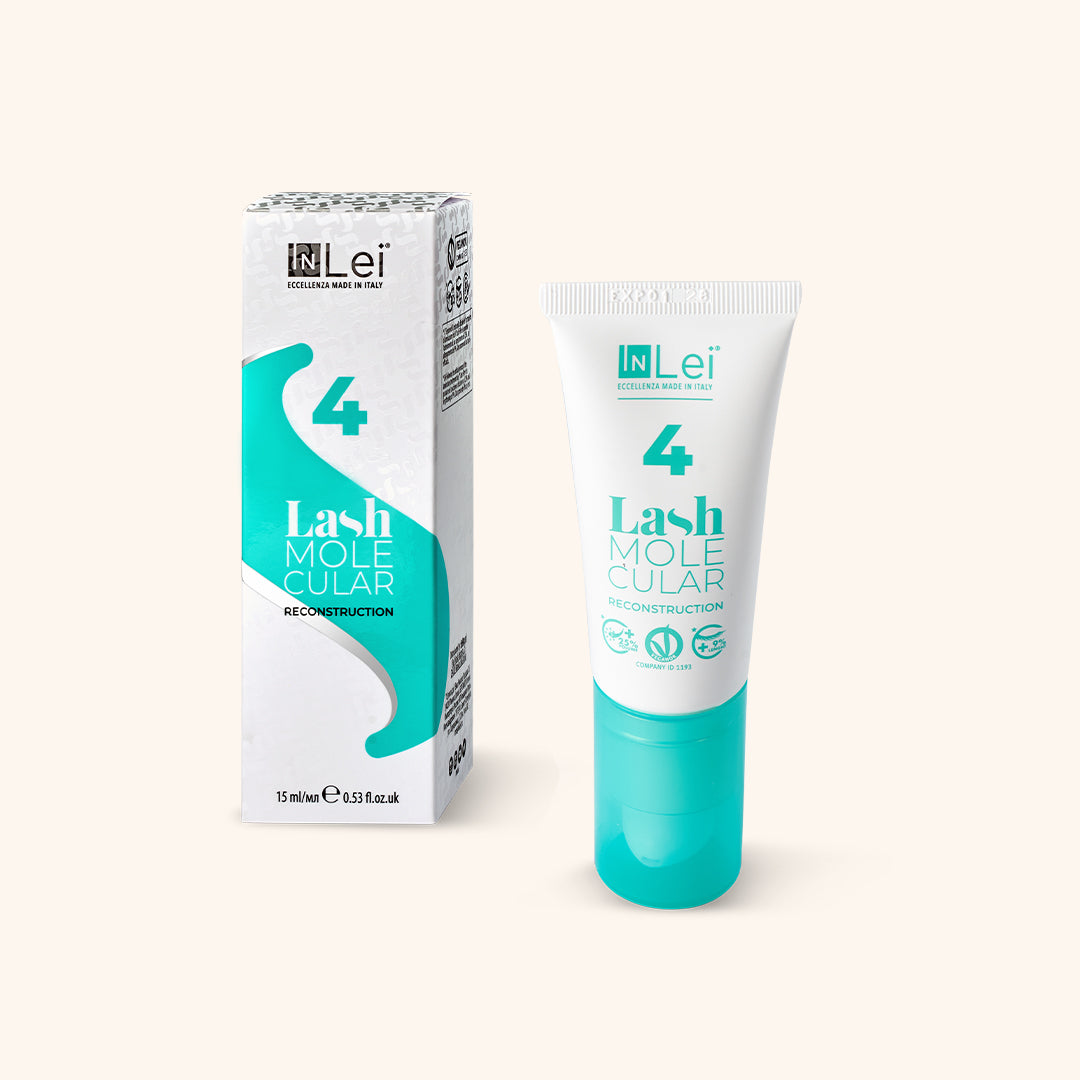 InLei Lash Molecular 4 Reconstruction Gel with packaging, enhancing lash strength and shine.