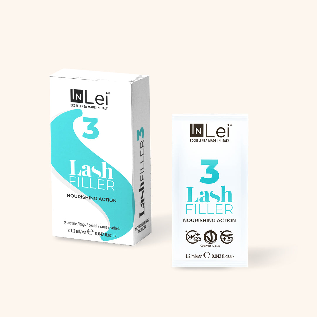 InLei Lash Filler 25.9 Treatment Sachets packaging with box and sachet on display