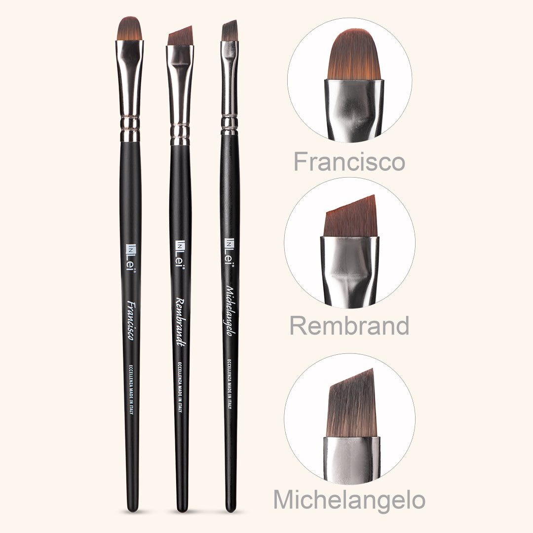 InLei® brow collection set of professional brushes image with information of each brush