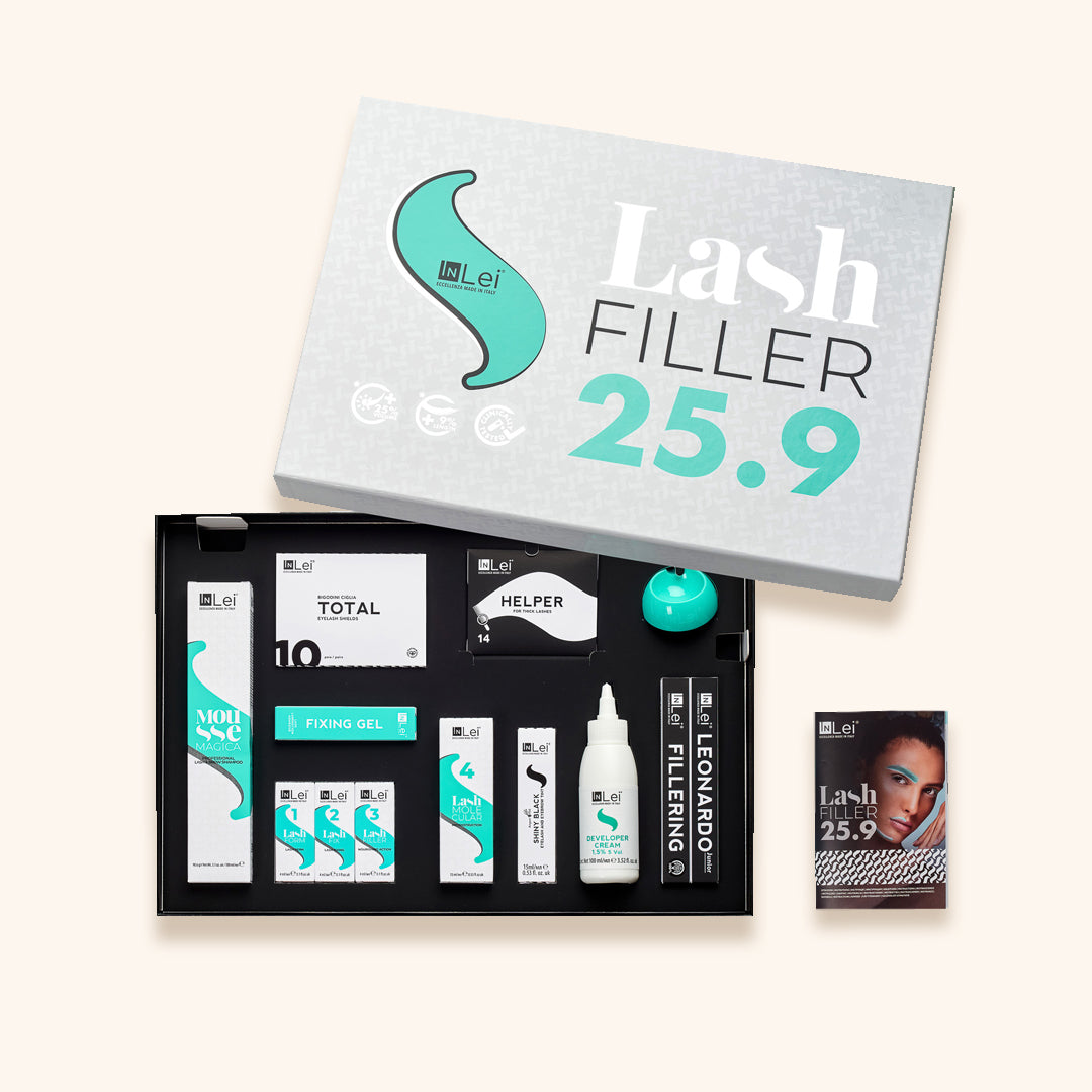 InLei Lash Filler 25.9 - professional lash lift kit with all included products displayed in a professional setting.