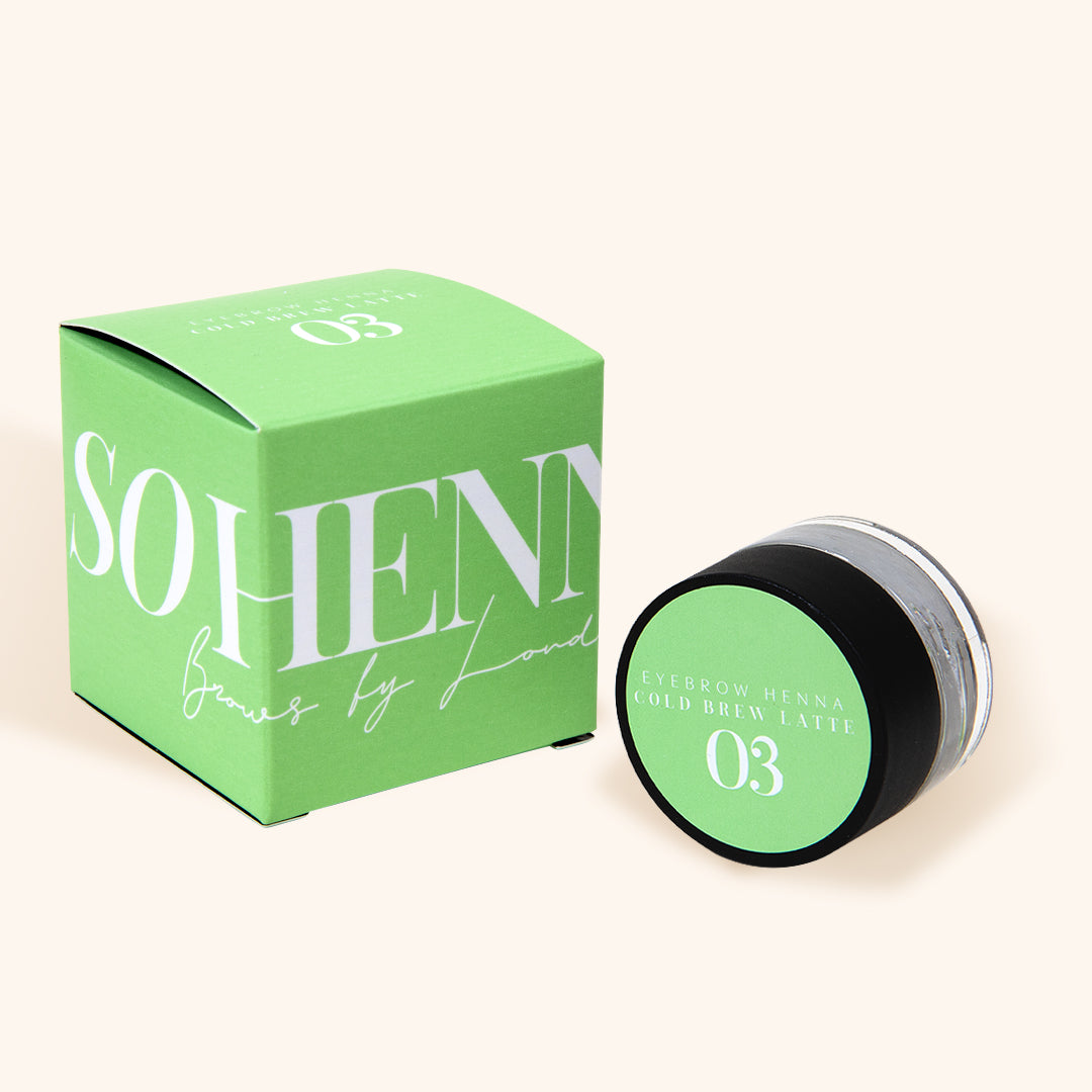 So Henna Brow Powder 3G Pot with green packaging and container