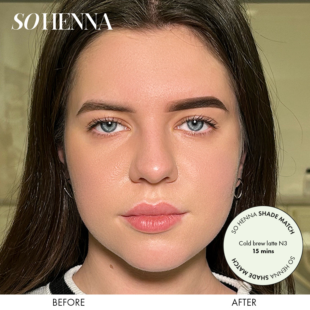 So Henna brow henna shade match old brew latte N3