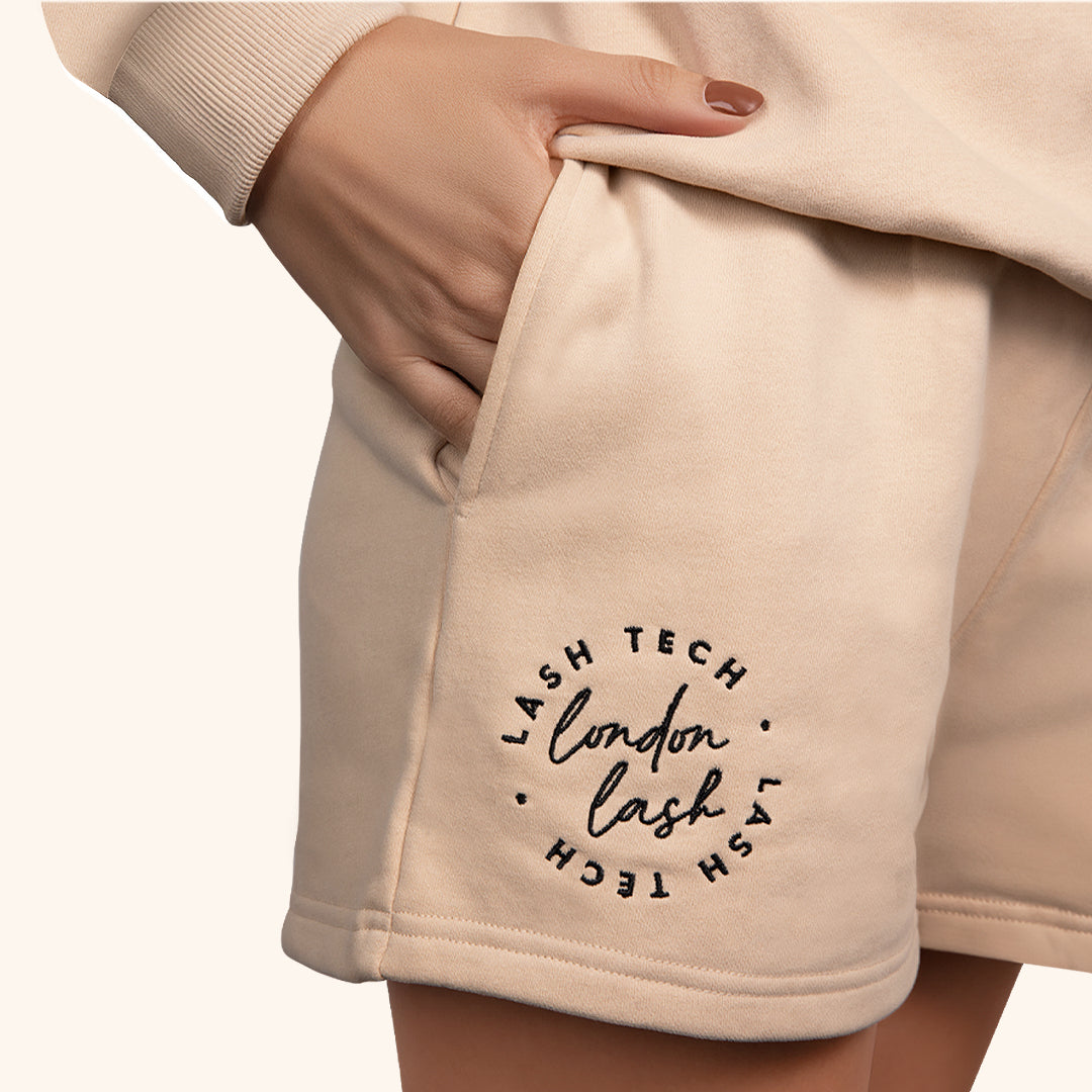 Beautiful London Lash Sweat Shorts for Lash Technicians, Best Lash Tech Uniform