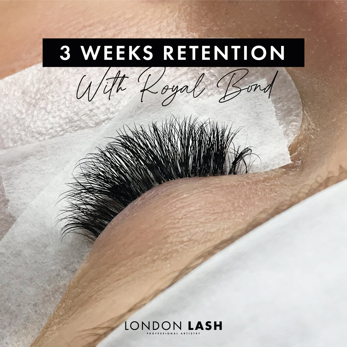 Royal Bond Eyelash Extension Glue showing 3 weeks retention on eyelashes