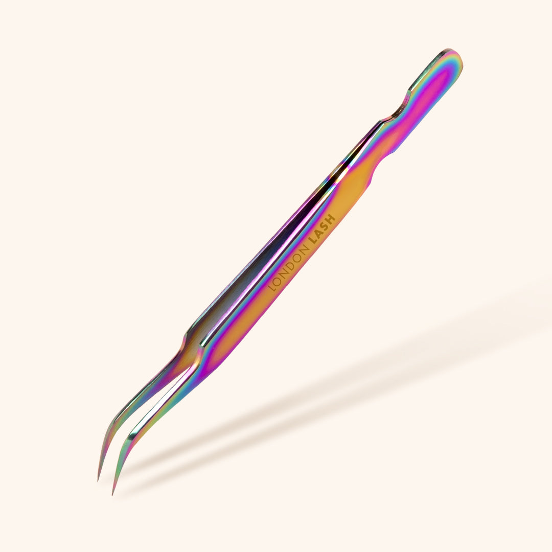 Curved Isolation Eyelash Extensions Tweezers - Oil Slick, Curved Isolation Eyelash Extensions Tweezers, lash tweezers, lash accessories, the best lash accessories, eyelash extensions accessories, the best tweezers for lash extensions 