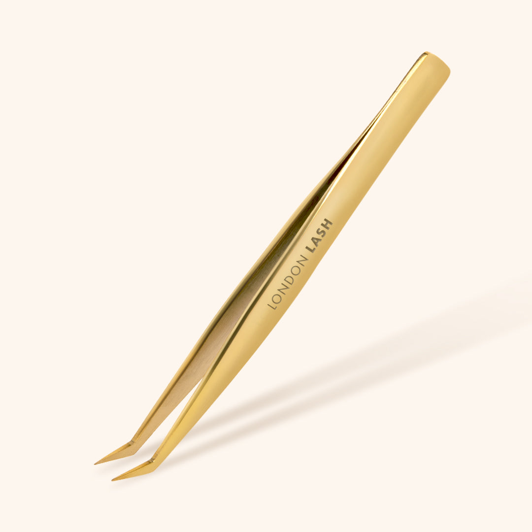 Fine Tip Volume Eyelash Extensions Tweezers - Gold 