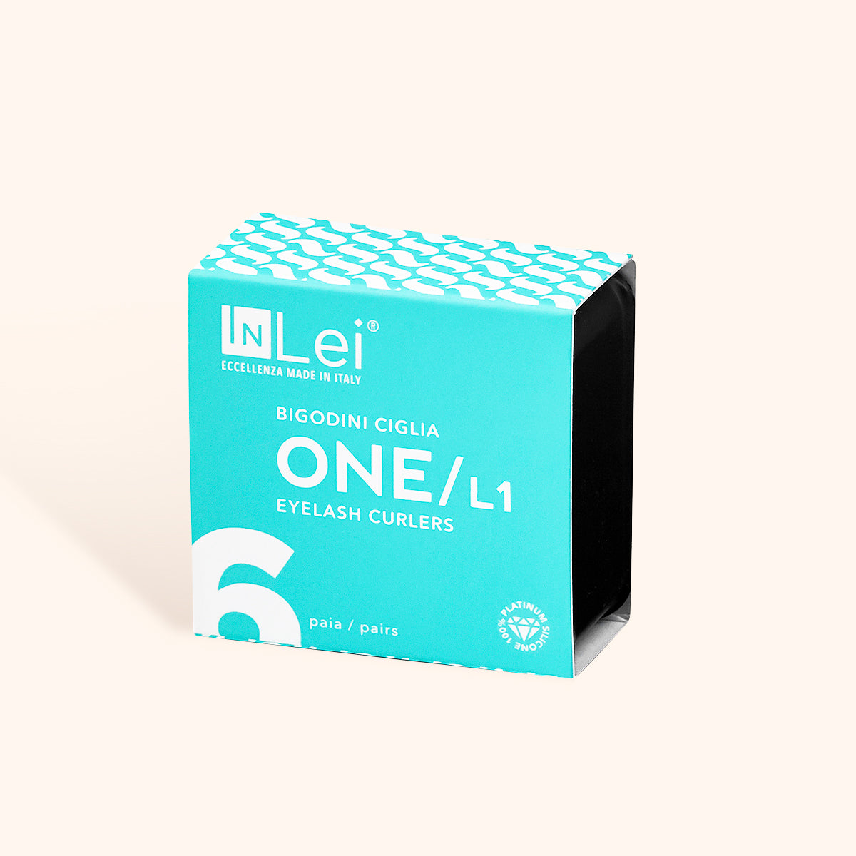 InLei ONE Silicone Lash Curlers Size L1 packaging, teal box showing brand and product details.