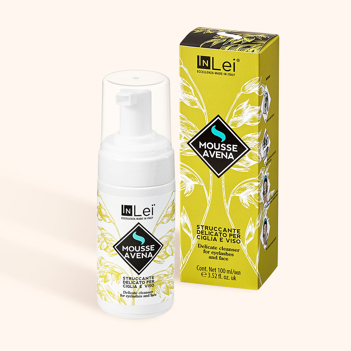 InLei® Delicate lash and brow shampoo Avena scent bottle and packaging