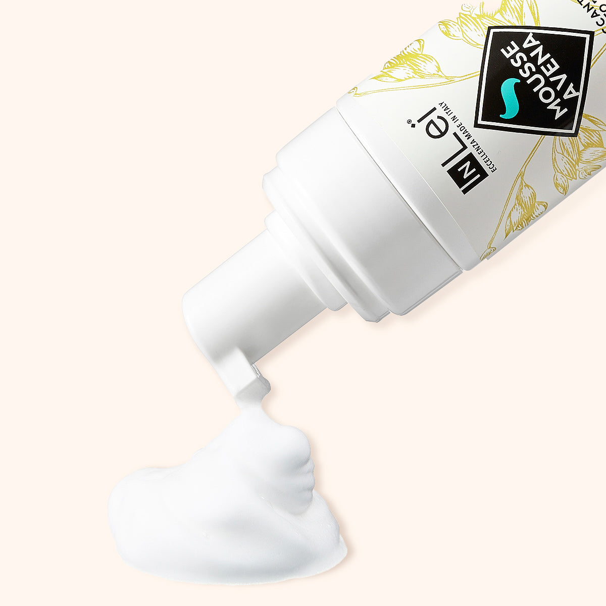 Close-up of open Delicate lash and brow shampoo avena scent and product texture for visual reference