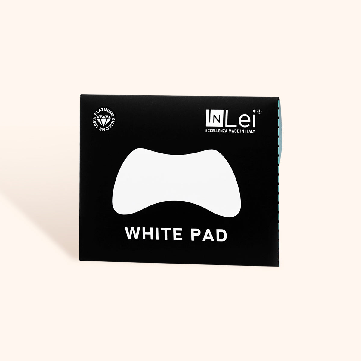 InLei Silicone & Reusable Eye Pads White & Black packaging featuring a white eye pad design.