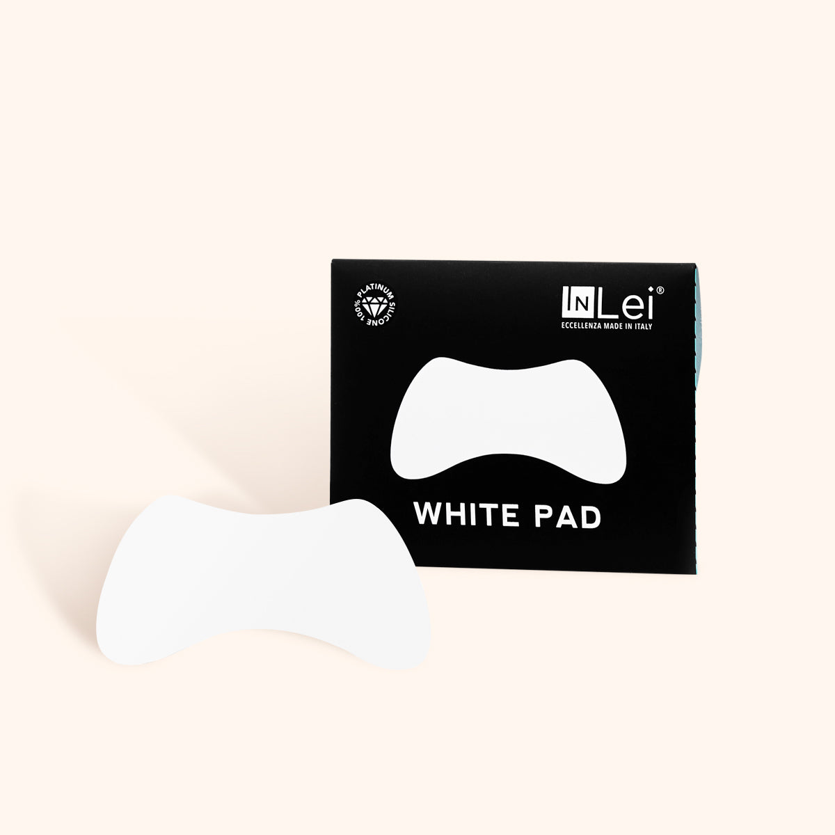 InLei Silicone & Reusable Eye Pads White & Black packaging with white pad displayed.