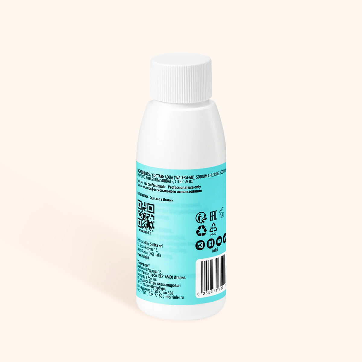 InLei Pre-treatment Saline Solution bottle, designed for cleansing natural lashes and brows before salon services.