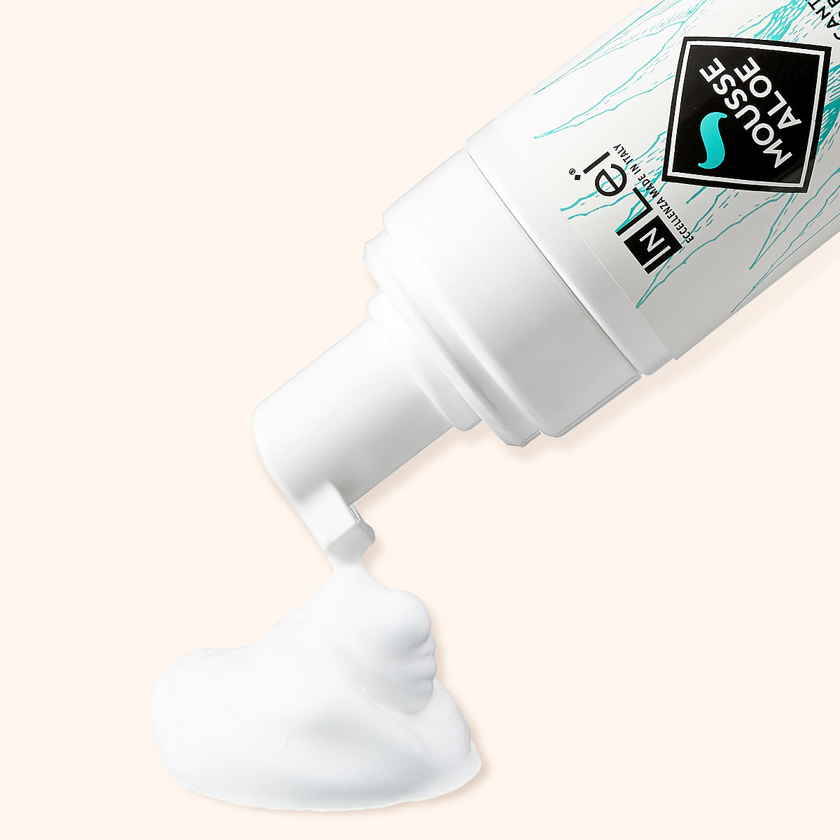InLei Delicate Lash & Brow Shampoo - Aloe Vera mousse being dispensed, showcasing its gentle formula.