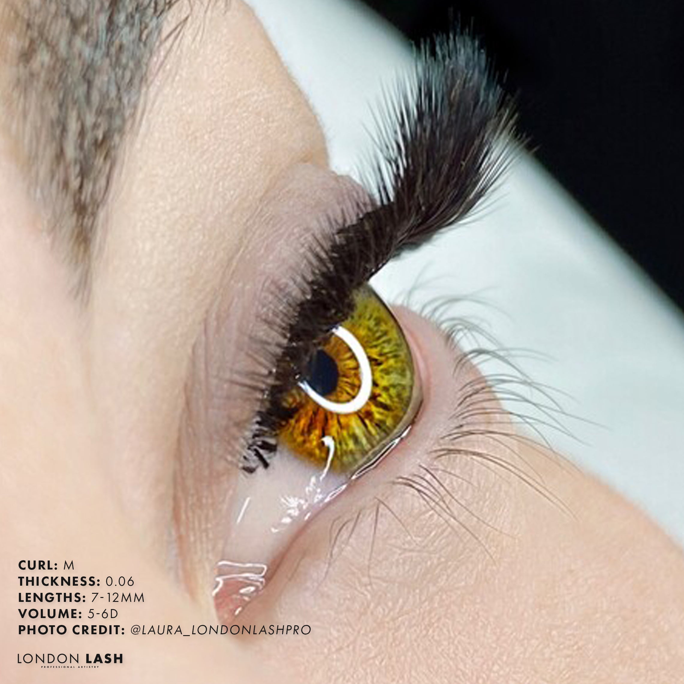 a set of volume lashes on a model using M curl lashes, best eyelash extensions for volume lashes, best lashes for volume, best volume lash extensions, best Russian volume lashes