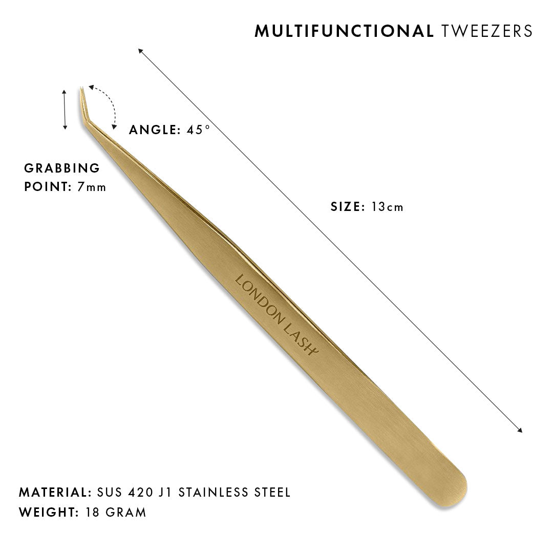 Gold Multifunctional Eyelash Extensions Tweezers
