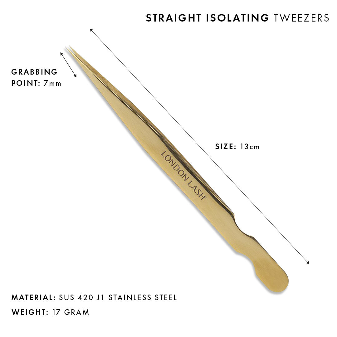 Gold Straight Isolation Eyelash Extensions Tweezers