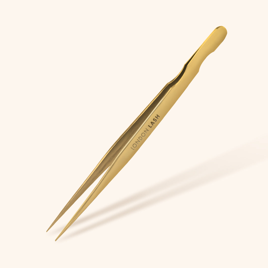 Gold Straight Isolation Eyelash Extensions Tweezers