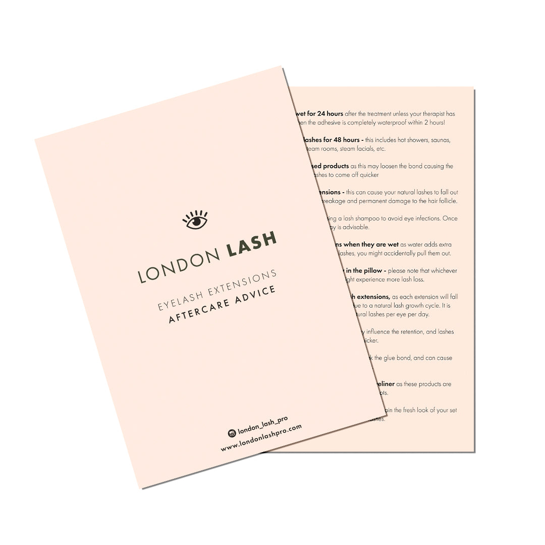 digital eyelash extensions aftercare leaflet for eyelash extensions, the best eyelash extensions treatment